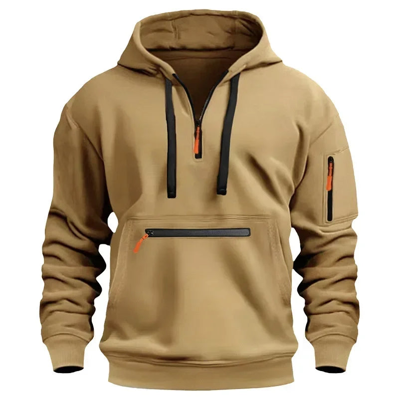 2025 New Men's Hoodies Winter Hooded Shirt Wear Fleece Multi Pocket Fashion Tops Hoody Loose Oversized Pullover Man Clothing