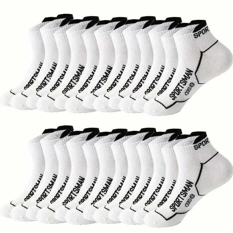 10/12 Pairs High-Quality Knitted Anti Odor Men Sports Socks Summer Sweat Absorbing Mesh Breathable Couple Running Casual Socks