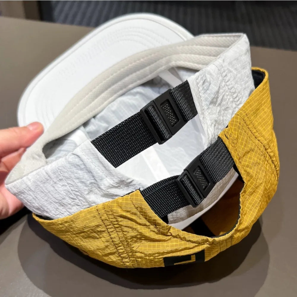 Korean 5‑Panel Letter Printed Baseball Cap, Quick‑Dry Plain Hat for Men Women Outdoor Running Casual Fashion Headwear