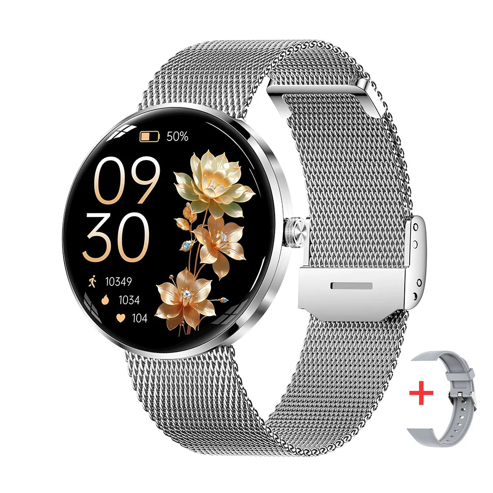 MEVADEN 8.5mm Ultra-thin Luxury Stainless Steel Smart Watch Women 1.43