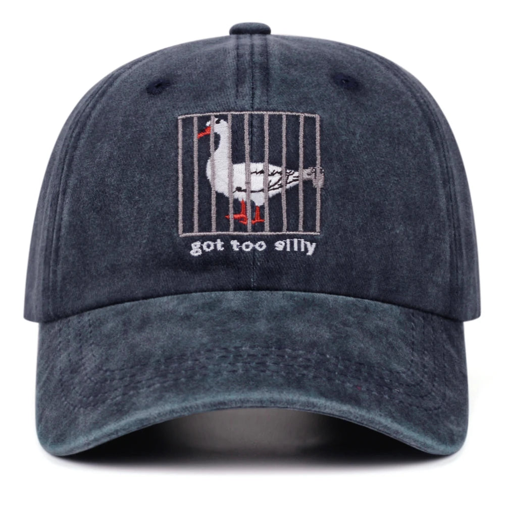 got too silly letter washed embroidered soft top baseball cap women men retro hat fashionable versatile