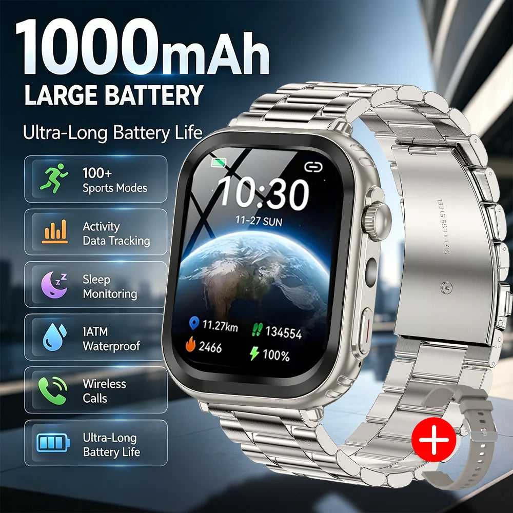 2026 New Military Grade 1000mAh Smart Watch Men 2.04
