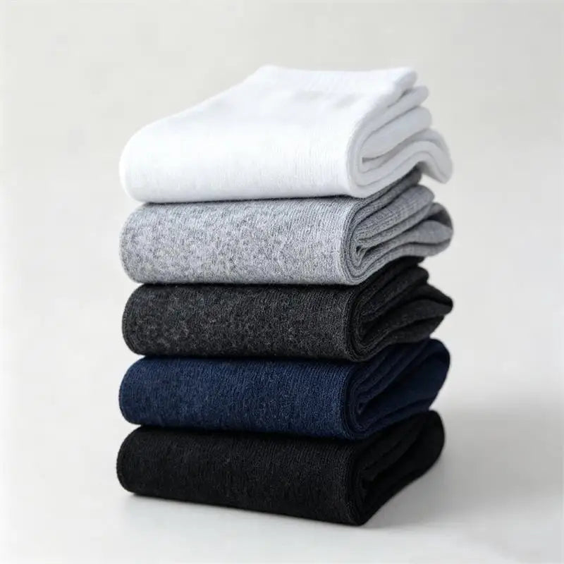 10Pairs/Lot Black Grey Men's Socks Business Solid Color Casual Simple Socks Deodorant Breathable Cotton Sports Mid-calf Socks