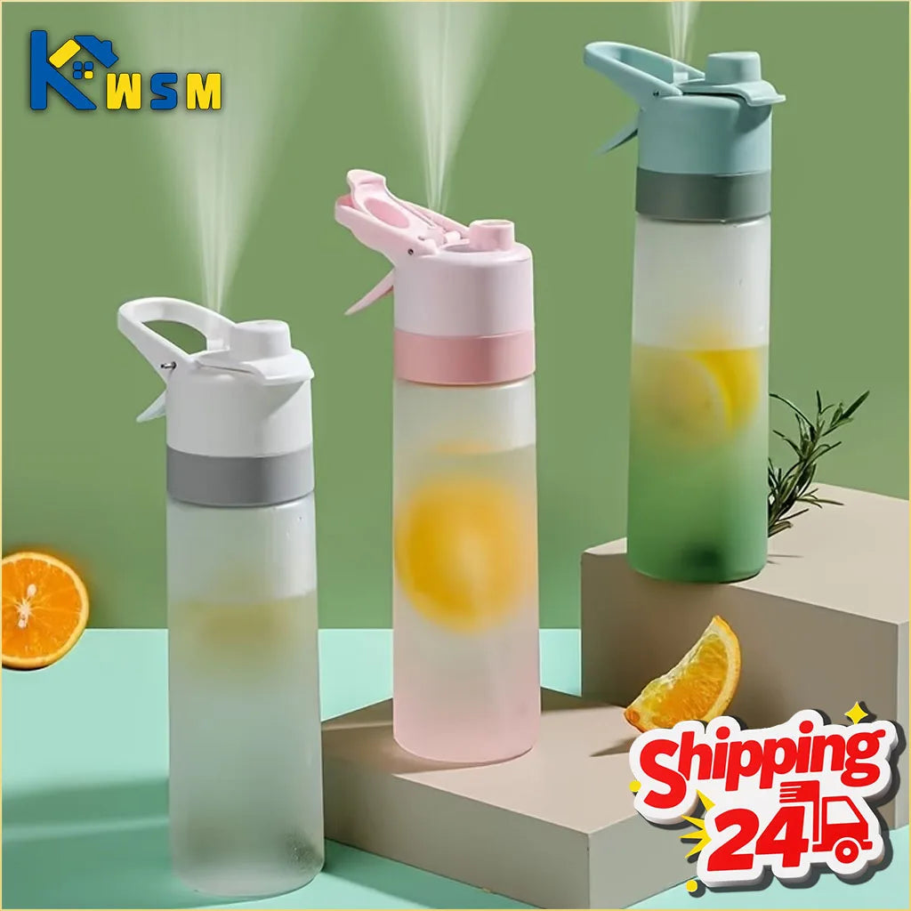 1-4PCS Large Capacity Spray Water Bottle with Straw Gradient Frosted Portable Outdoor Sports Travel Mist Sprayer Reusable Cup