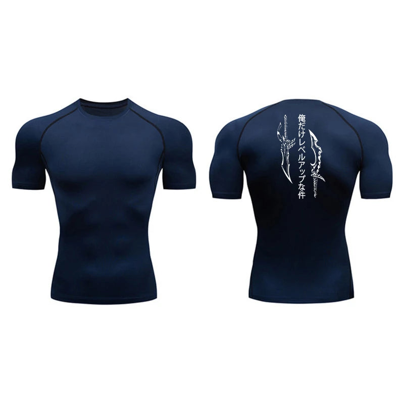Dagger Print Compression Shirts for Men Athletic Quick Dry Tshirt Tops Rash Guard Gym Workout Running Baselayers Undershirts