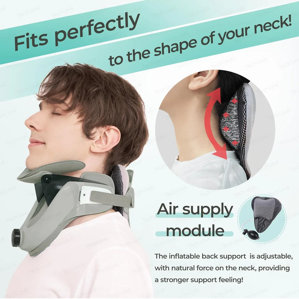 Cervical Traction Device Lightweight and Adjustable Neck Brace Support Stretcher with Built-in Airbag for Pain Relief Relaxation