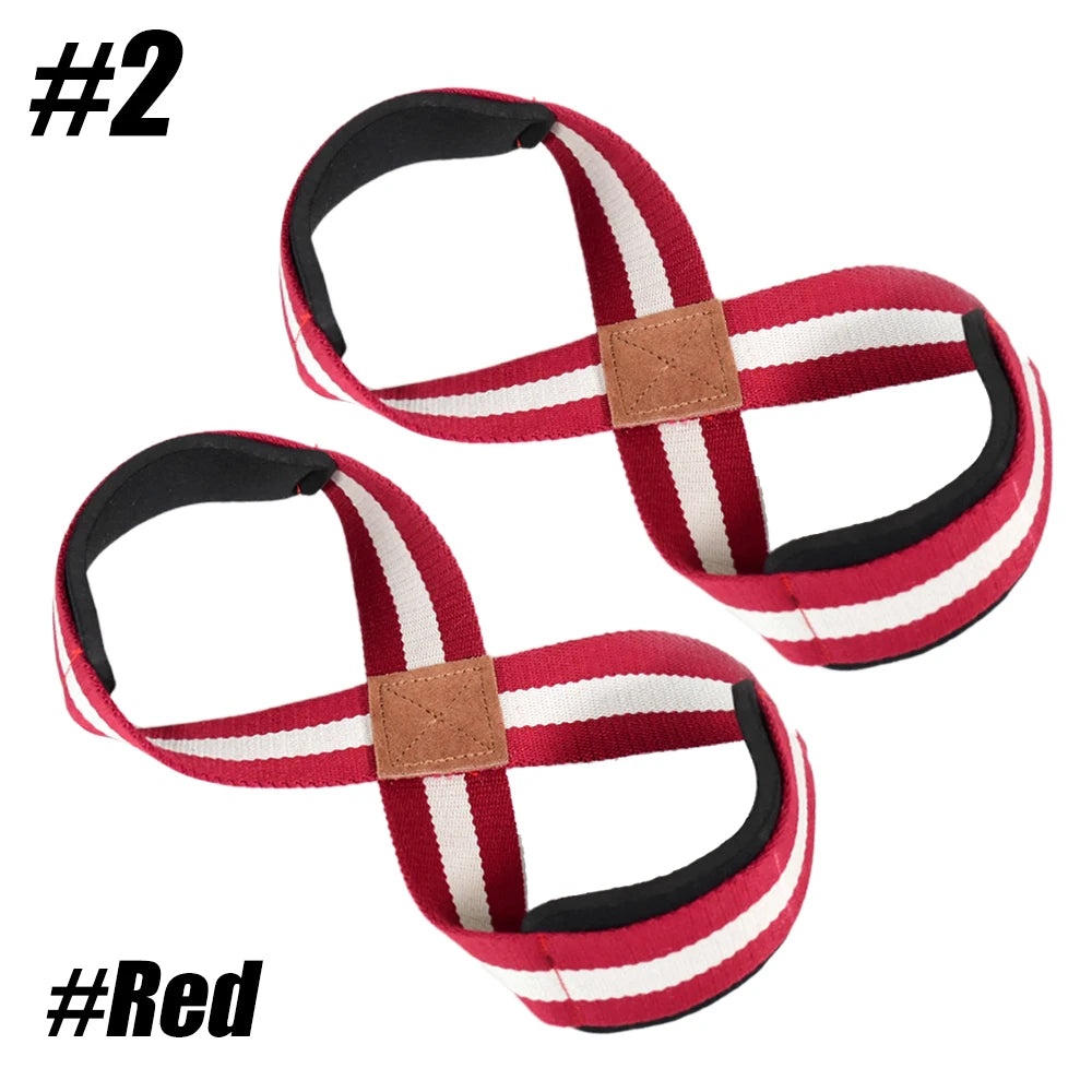 1Pair Padded Figure 8 Straps Deadlift Weight Lifting Wrist Straps Power Lifters Workout Pull-ups Horizontal Bar Gym Fitness