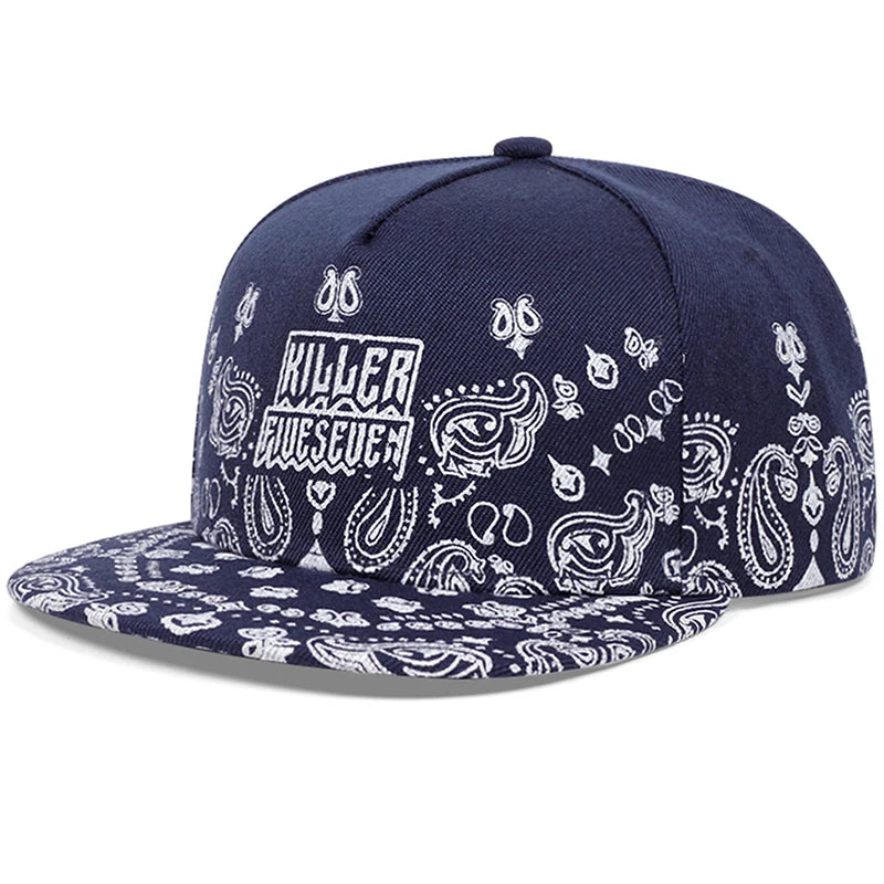 2025 New West Coast Cashew Flower Street Hip Hop Hat Outdoor Cycling Skateboard Hat Sunshade Hat Neutral Flat Edge Baseball Hat