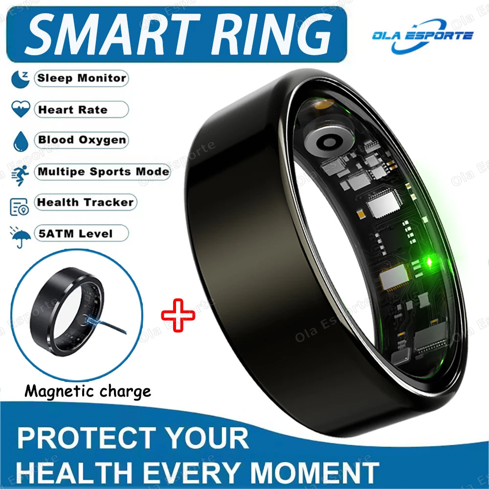 Smart Ring Bluetooth Call Heart Rate Blood Pressure Monitor Men Womenes Smartring 5ATM Waterproof Health Multi Sports Ring HT30