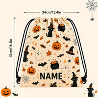1PC Personalized Halloween Drawstring Bag Custom Name Pumpkin Ghost Candy Backpack Sack Boys Girls Party Gift Bag Decoration