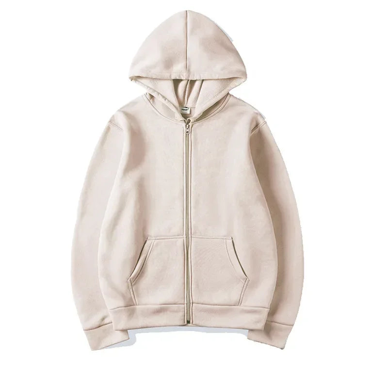 Oversize Women Hoodies Casual Solid Zip Up Hooded Sweatshirt Harajuku Korean Loose Couple Hoodie Jacket Coat Streetwear
