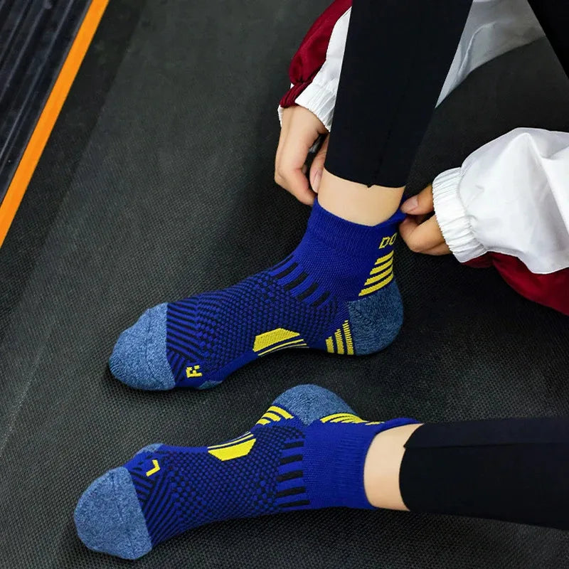 3 Pairs Marathon Running Socks Man Women Professional Sport Ankle Sock Fitness Thickened Cushioned Tube Low Cut Boat Short Socks