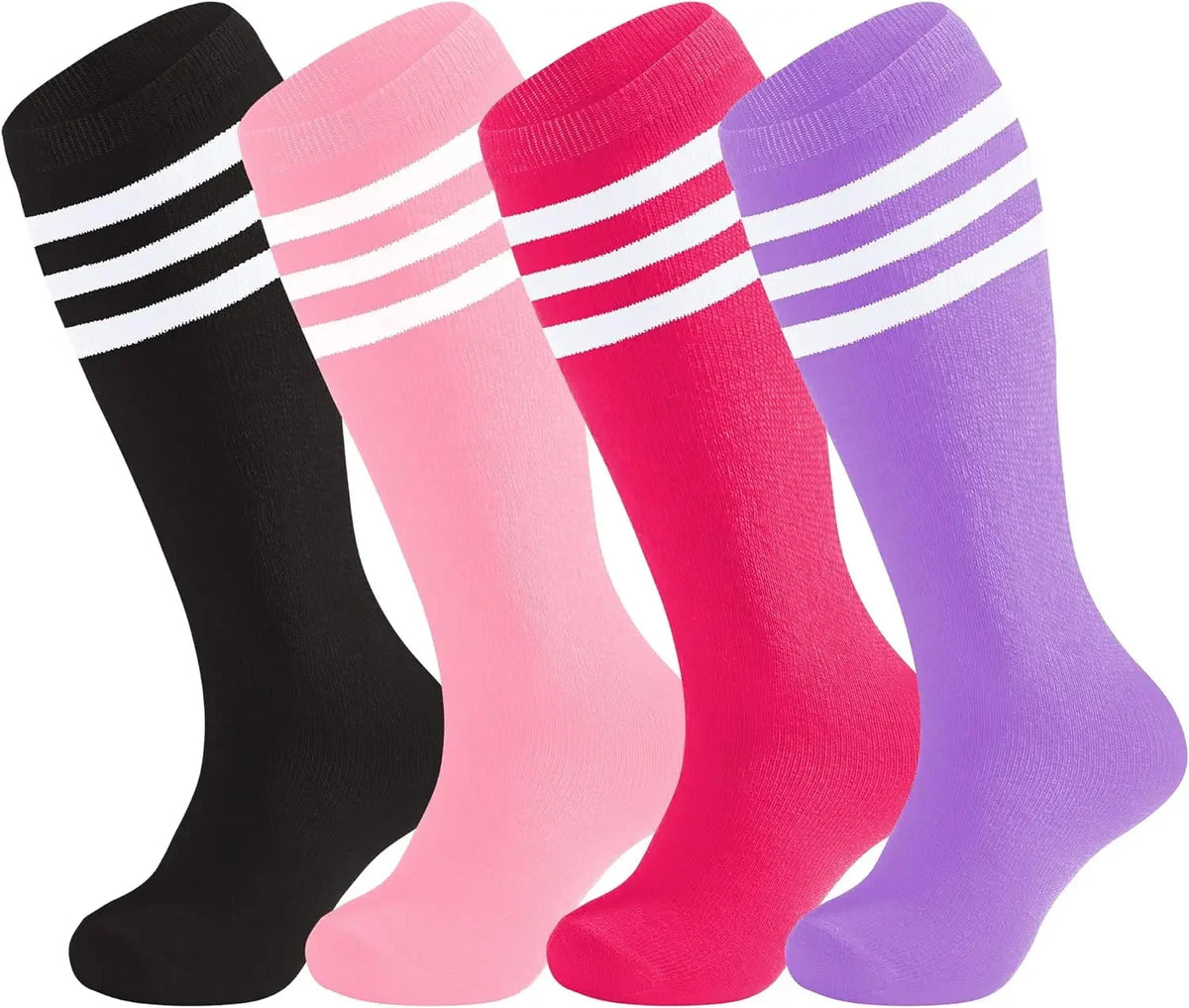 28cm Kids Soccer Socks Three Stripes Knee High Socks Cotton Sports Socks Toddler Boys Girls Uniform Tube Socks