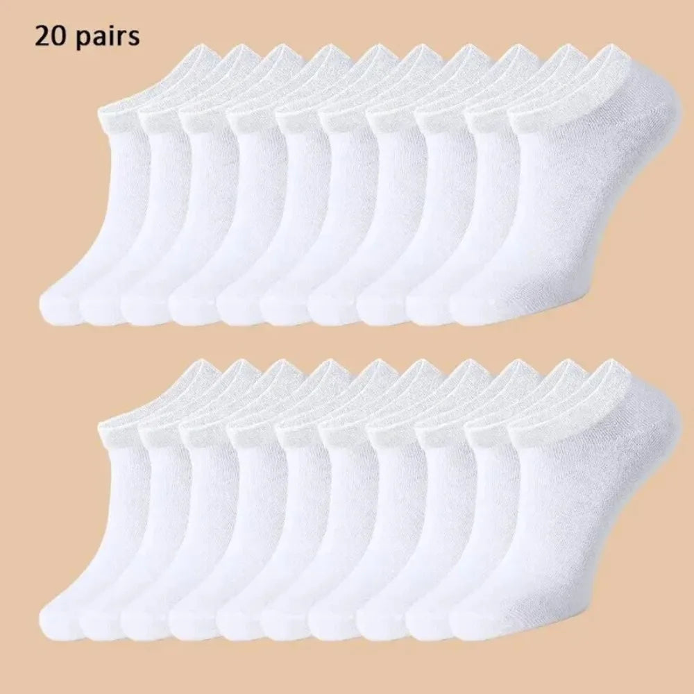 Unisex Casual Plain Color Boat Socks Thin Breathable Comfy Anti Odor Sweat-absorbing Ankle Socks For Men Women black,white,gray