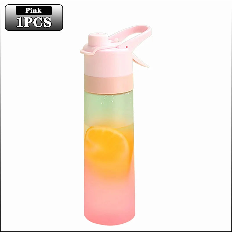 1-4PCS Large Capacity Spray Water Bottle with Straw Gradient Frosted Portable Outdoor Sports Travel Mist Sprayer Reusable Cup