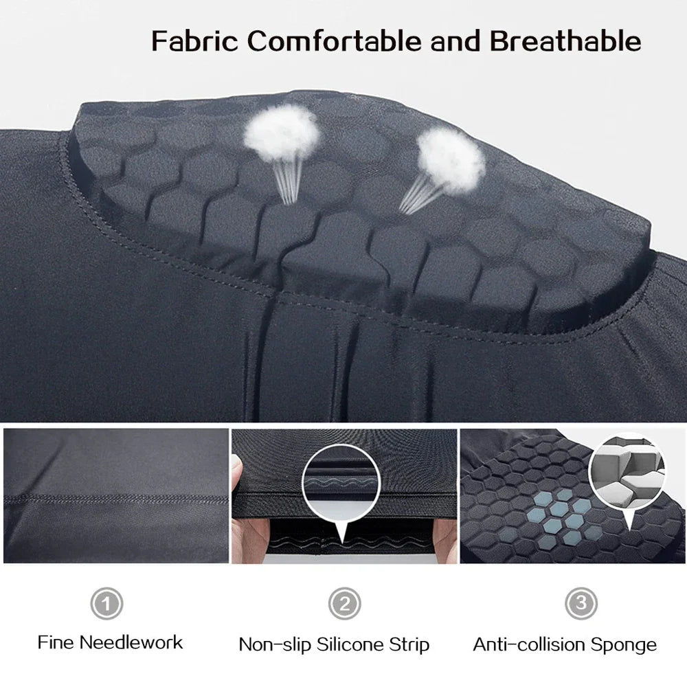 1PC Compression Arm Sleeve with Elbow Pad - Padded Crashproof Protection for Basketball Football - Youth & Adult (XS-XXL)