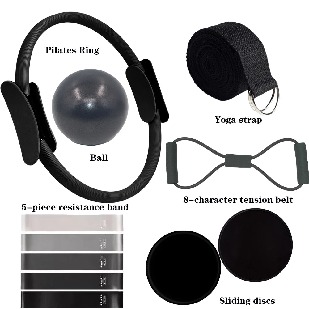 11Pcs Equipment Set Pilates Workout Accessories Circle Mini Exercise Ball Yoga Strap Silicone Tension Band Sliding Plate