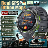 New Outdoor GPS Offline Map Smart Watch Men IPX8 Waterproof 100+ Sports LED Compass Altimeter AMOLED Bluetooth Call Smartwatch