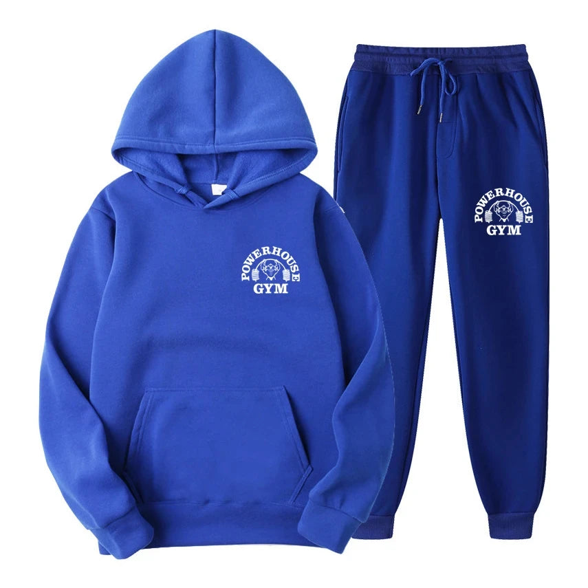 Men Women Tracksuit Hoodies Casual Solid Color Long Sleeve Pullover + Pants Suit Fleece Hooded Sportswear Suit Two Piece Sets