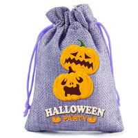 Halloween Burlap Drawstring Bag Linen Drawstring Organizer Gift Bag Trick Or Treat Candy Bag For Halloween Birthday Party Kids