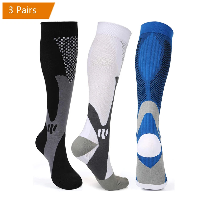 3 Pairs Compression Socks Men Gym Outdoor Football Natural Hiking Cycling Socks Varicose Veins Diabetes Swelling Pregnancy Socks
