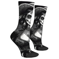 Sugar Skull Art Men's Socks Novelty Day of the Dead Theme Harajuku Retro Casual Comfortable Breathable Socks Crazy Party Gift