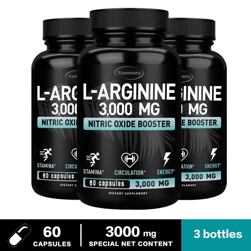 L-Arginine - Strengthen Muscles, Improve Blood Circulation, and Boost Energy, Endurance and Athletic Performance