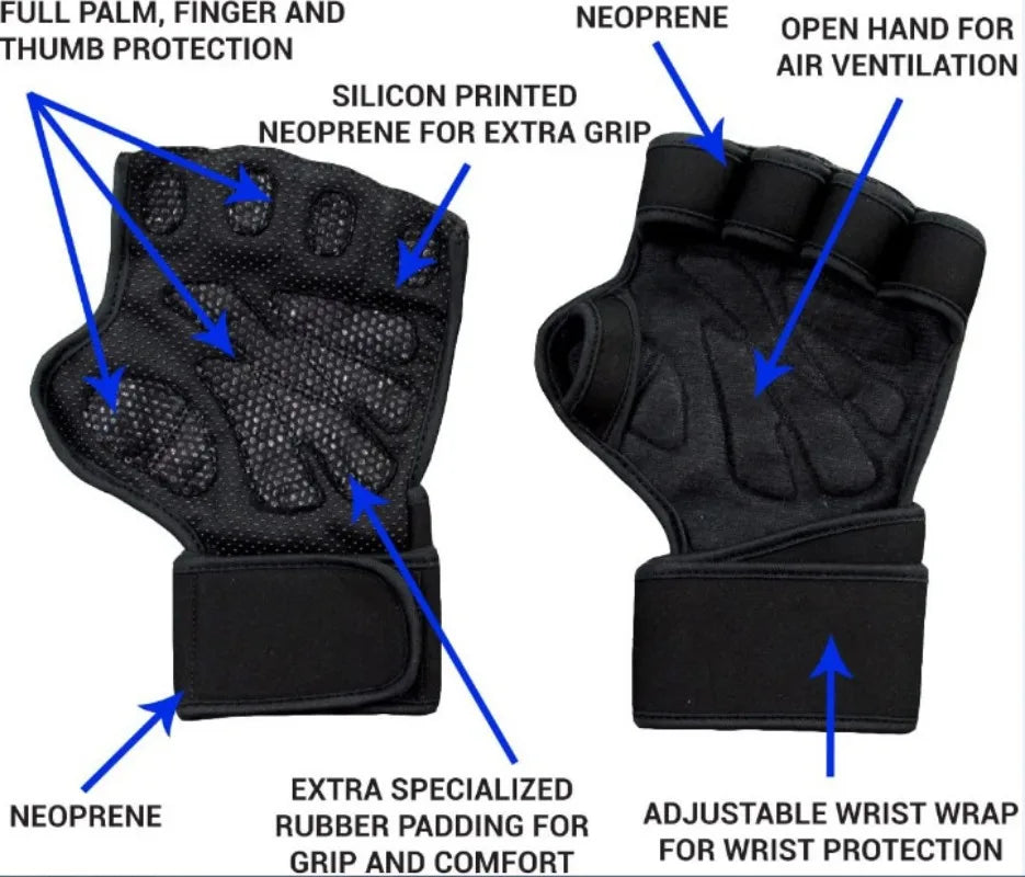 Fitness Gloves Weightlifting Half Finger Wrist Gloves Leather Thickened Silicone Cycling Gloves