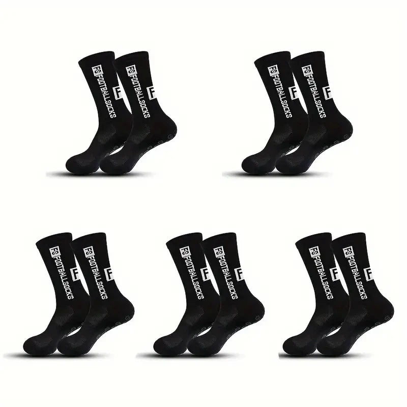 5 Pairs Non-slip Football Socks Breathable Wear-resistant Outdoor Sports Socks For Soccer, Rugby, Basketball, Running