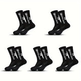 5 Pairs Non-slip Football Socks Breathable Wear-resistant Outdoor Sports Socks For Soccer, Rugby, Basketball, Running