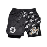 One Piece Summer Anime Men's Shorts Quick-dry Double Layer 2-in-1 Pants Graphic Print Workout Training Fitness Sports Gym Shorts