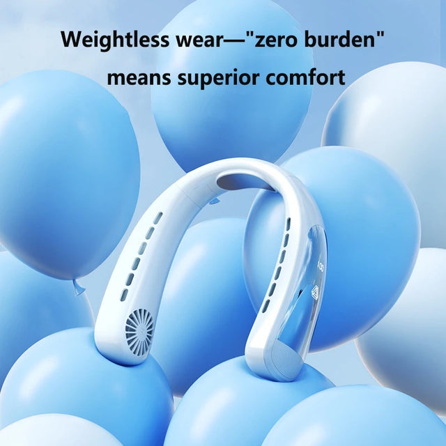 Lenovo USB Rechargeable Bladeless Neck Fan Digital Display Turbo High Speed Portable Hiking Outdoor Wearable Hands-Free