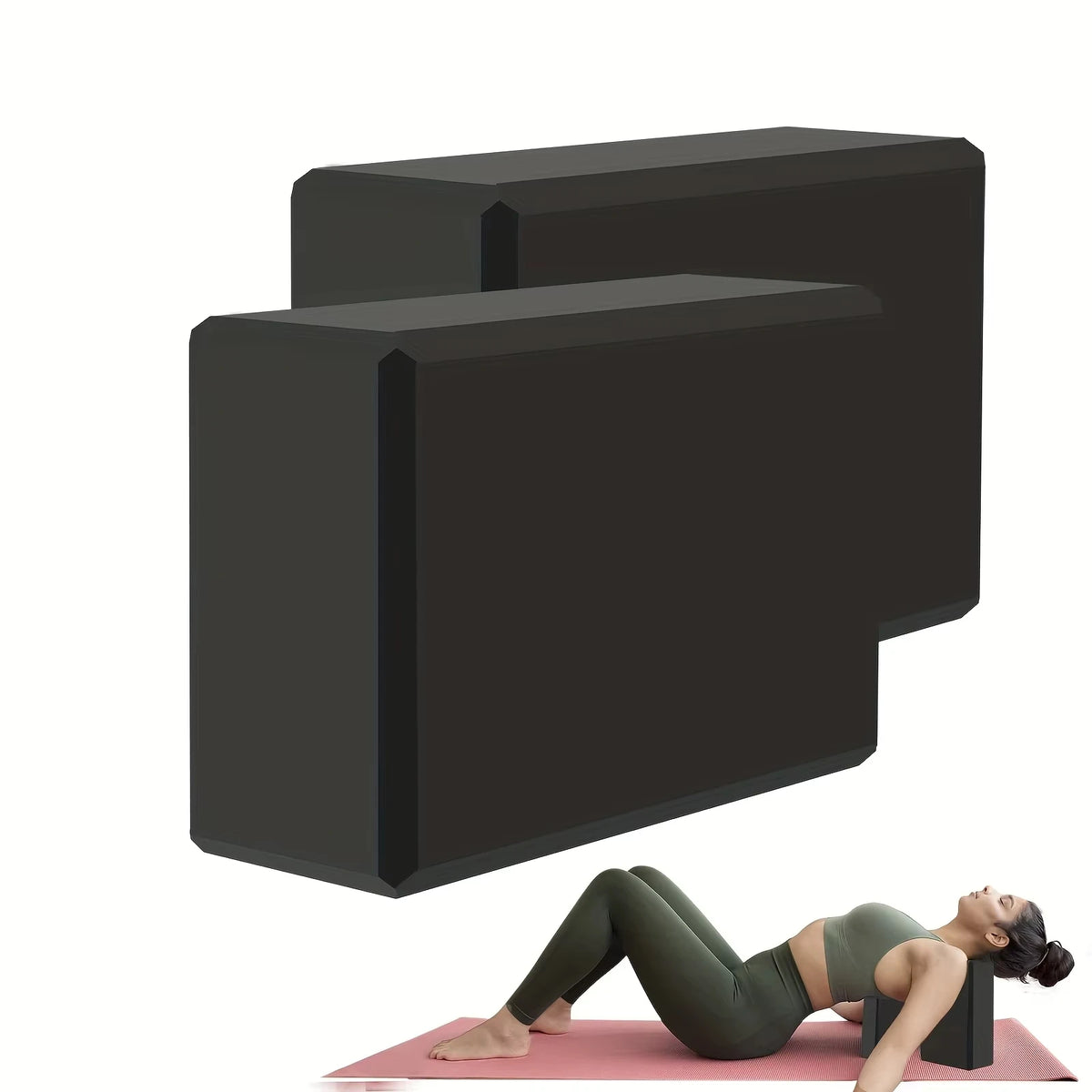 Set of 2 Yoga Blocks  Made from High Density Foam, Lightweight Supportive And Odor-Free - Essential Yoga Gear for Women Gym
