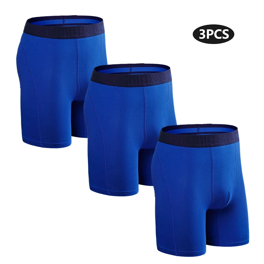 3pcs Long Boxers For Man Underware Lots Mens Underpants Cotton Men's Panties Family Boxershorts Boxer Sexy Male Shorts Calecon