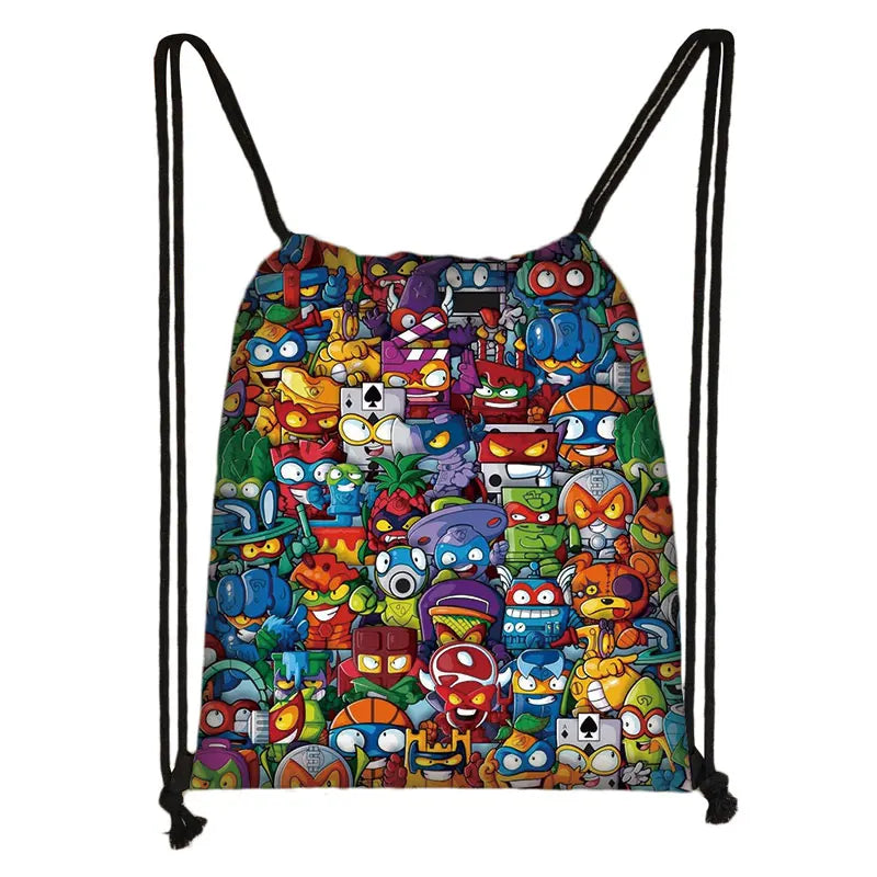 Cartoon Super Zings Drawstring Bag Boys  Girls Casual Backpack Youth Lightweight Super Zings Printing Bags Storage Bag Gift
