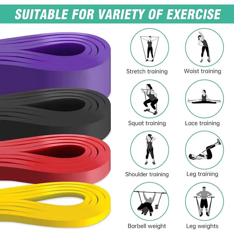 New 1Pcs Tough Latex Resistance Band Elastic Exercise Strength Pull-Ups Auxiliary Band Fitness Equipment Strengthening Train
