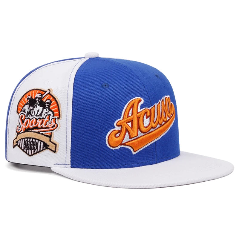 2025 New ACUSA Color blocked Flat brimmed Hat Men's Trendy Baseball Hat Hip Hop Hat Women's Outdoor Sports Leisure Sunshade Hat