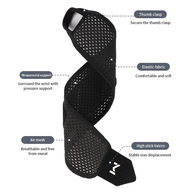 2pcs Adjustable Wrist Strap Sports Wrist Support Brace Black Weightlifting Wristband For Men & Women Badminton Tennis Gym