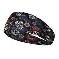 Elastic skull print sports headband, sweat-absorbent sports headband, unisex non-slip fitness headband, cycling street headband