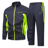 Men's Spring Autumn Track Suit 2 Piece Set Stand Collar Jacket with Pants Casual Sports Running Outfit Matching Athletic Wear