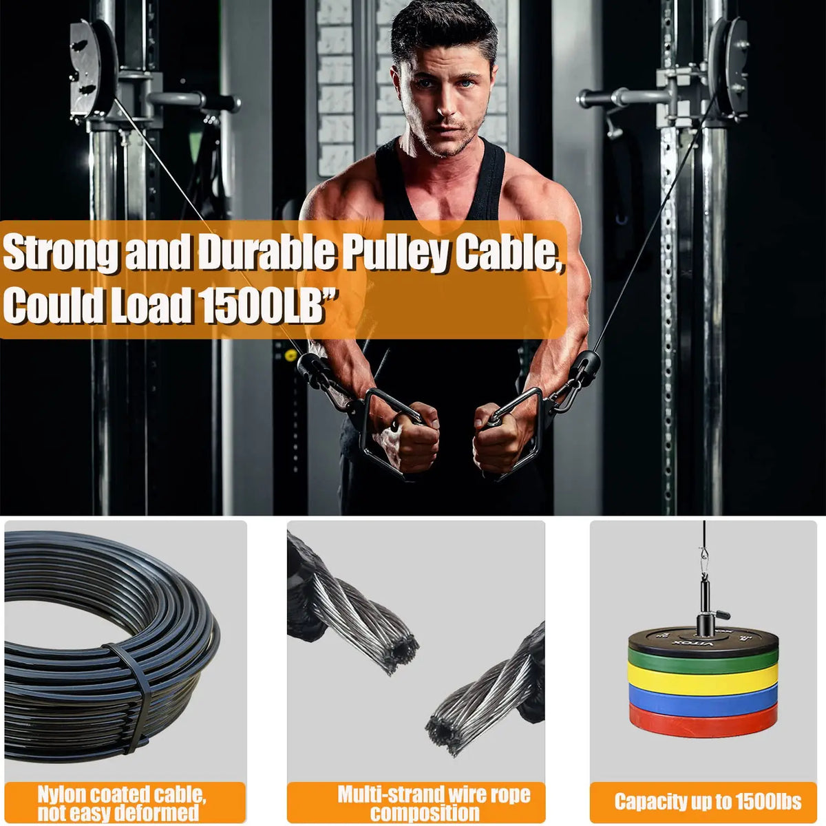 5/6mm Thick Gym Cable Heavy Duty Steel Wire Rope For Fitness Cable Machine Weight Lifting Pulley System Workout Accessories