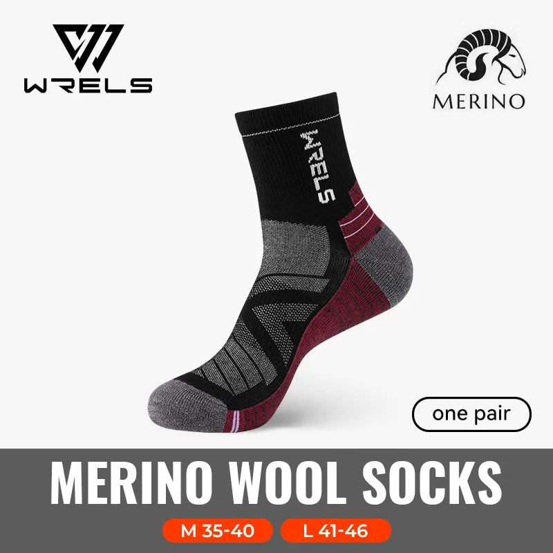 WRELS 1/2/3pairs Merino Wool Socks Thermal Warm Winter High Elastic Thick Hiking Socks Moisture Absorption Wool Sports Socks