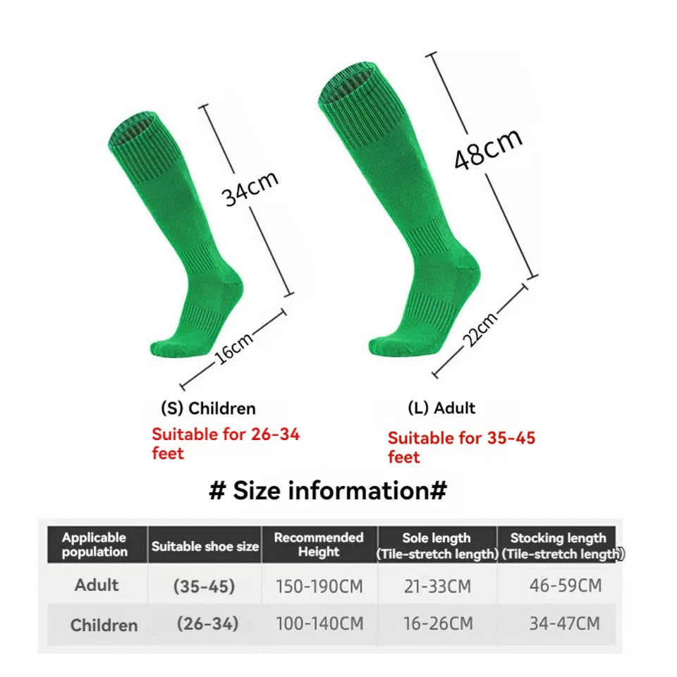 Loogdeel Football Sports Socks Long Knee Cotton Solid Color Kids Legging Stockings Soccer Baseball Ankle Adults Children Socks