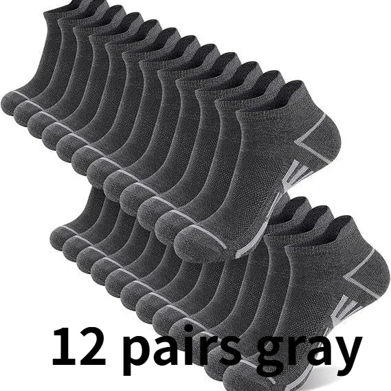 1/6/12 Pairs Men's Ankle Socks With Heel Tab Athletic Low Cut Short Socks Casual Breathable Sports Socks for Men