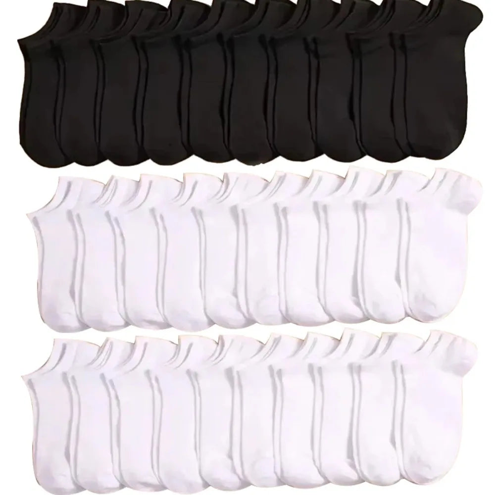 Unisex Casual Plain Color Boat Socks Thin Breathable Comfy Anti Odor Sweat-absorbing Ankle Socks For Men Women black,white,gray