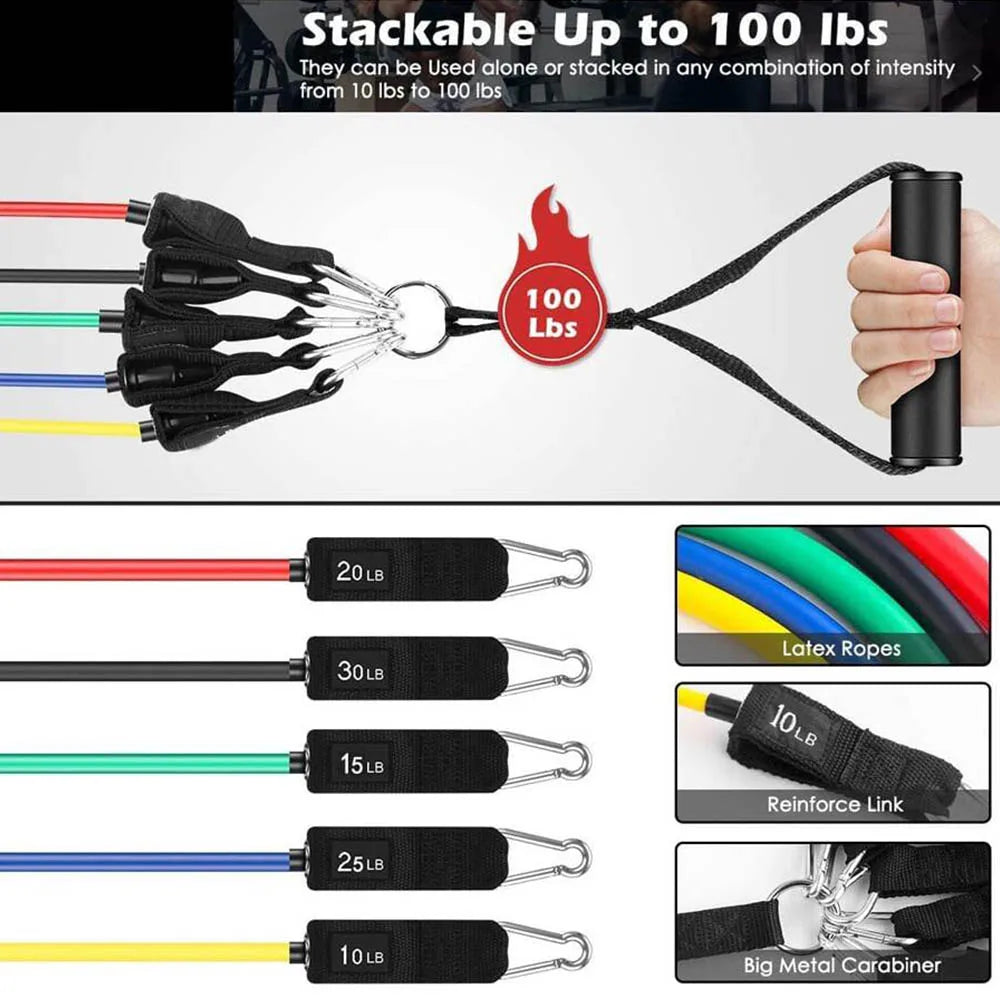 Resistance Bands for Working Out, Exercise Bands with Handles, Pull Rope with  Ankle Straps Strength Training Equipment