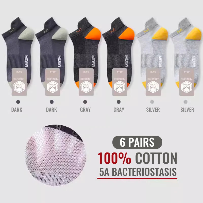 MiiOW 100% Pure Cotton Short Socks Men Ankle Sock Business Dress Ear-lifting Heel Protection Deodorant Antibacterial Sports Sock