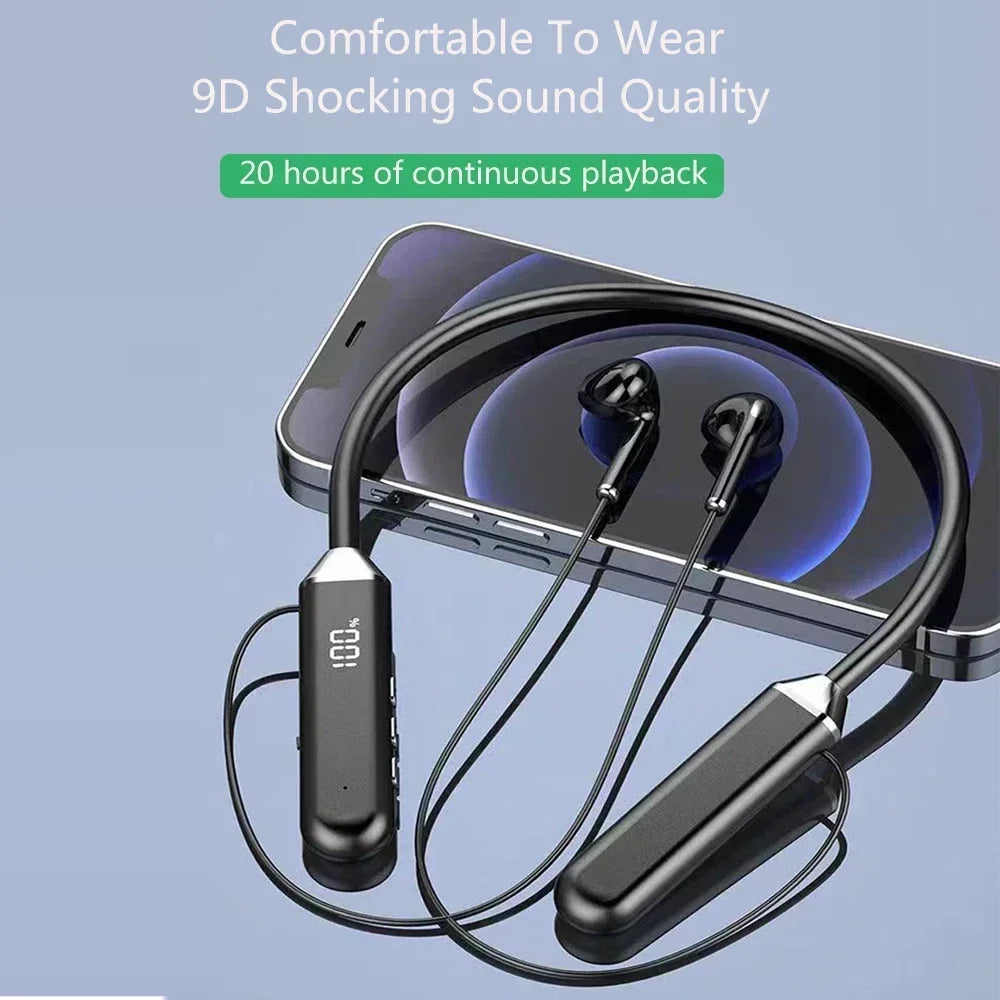 Wireless Neckband Earphones Bluetooth 5.2 Headphones Gaming Power Display Headset TWS Earbuds Sport  Headset With Mic