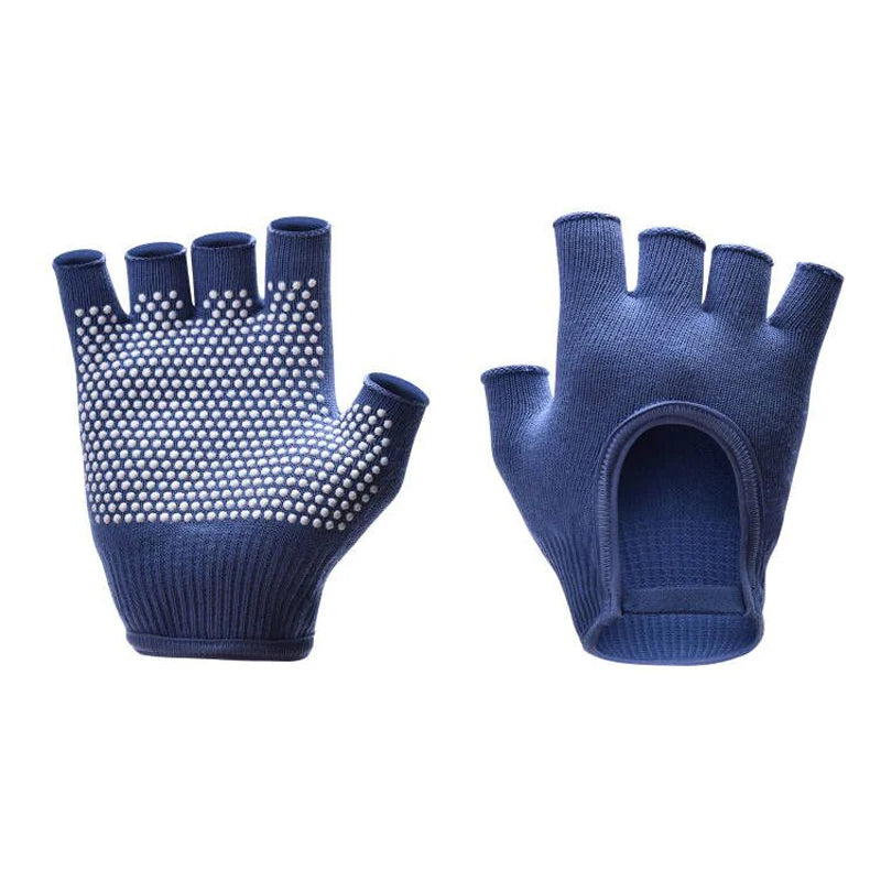 Women Anti-slip Yoga Gloves Cotton Fitness Half Finger Gloves Breathable Outdoor Cycling Bicycle Pilates Sports Fishing Gloves