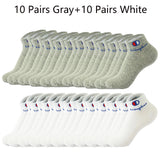 5/10/20 Pairs Men Ankle Socks Cotton Brand Classic Fashion Black White Socks Breathable Mesh Athletic Sports Socks for Summer